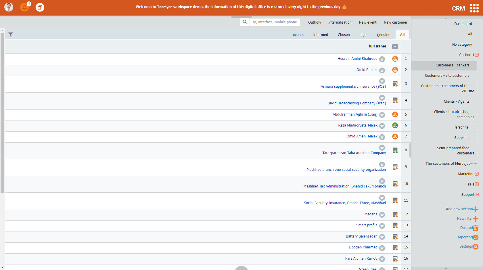 Teamyar's customer module